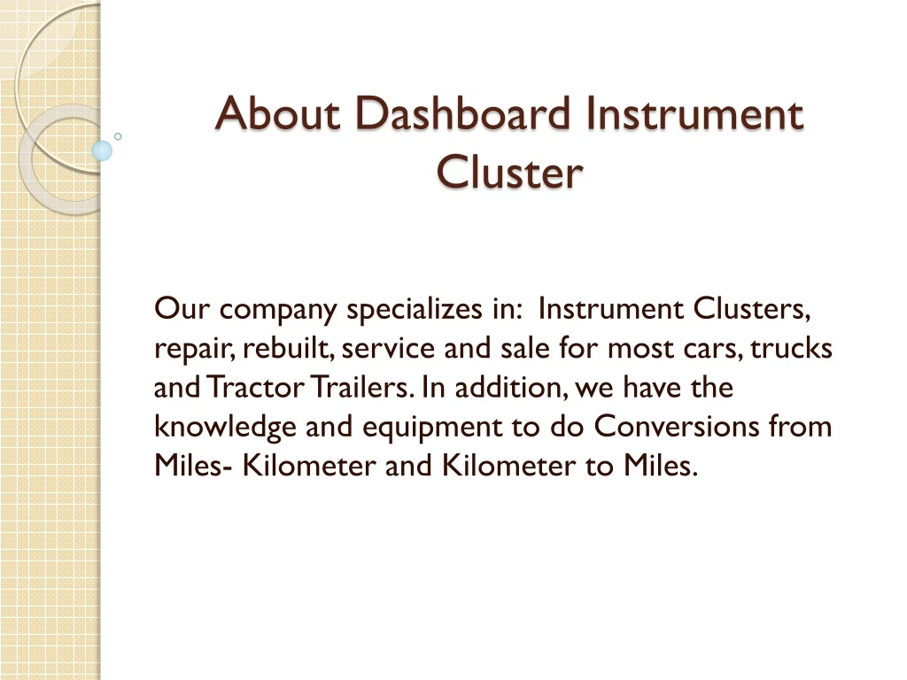 about dashboard instrument cluster