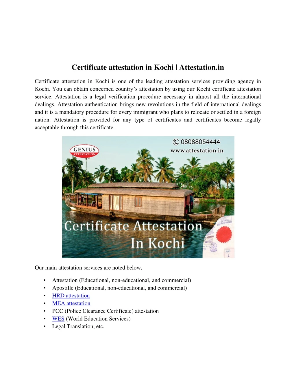 certificate attestation in kochi attestation in