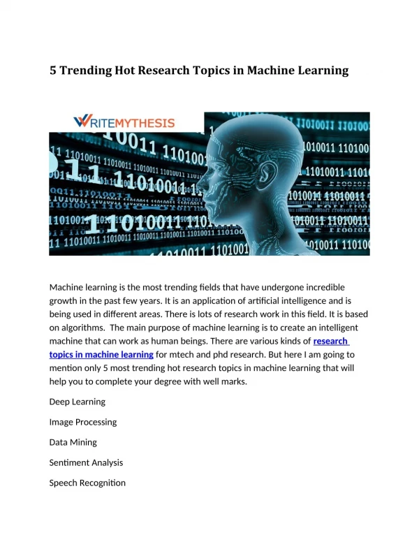 5 trending hot research topics in machine learning