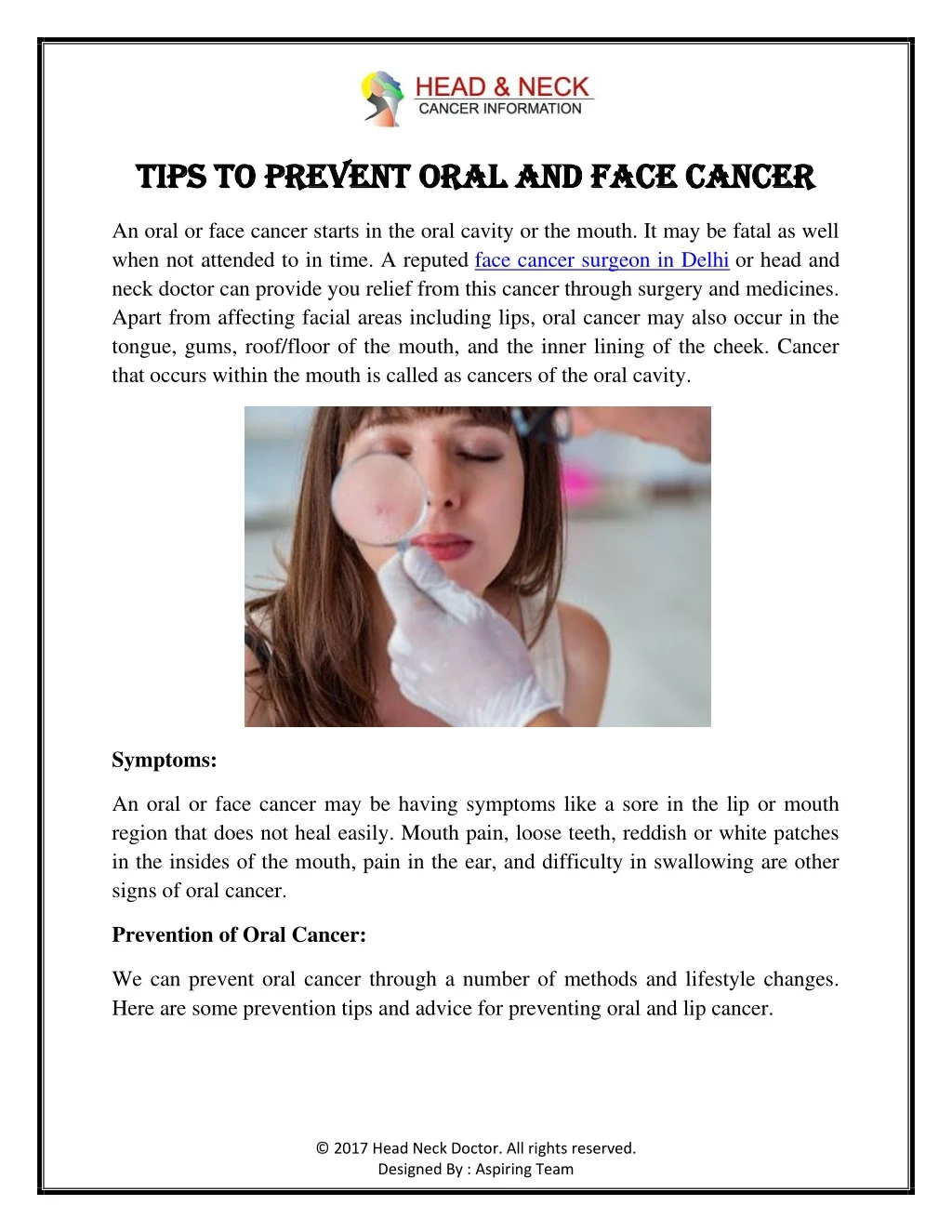 tips to prevent oral and face cancer tips