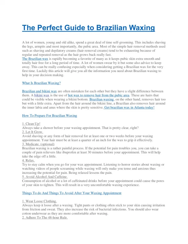 the perfect guide to brazilian waxing