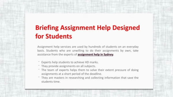 briefing assignment help designed for students
