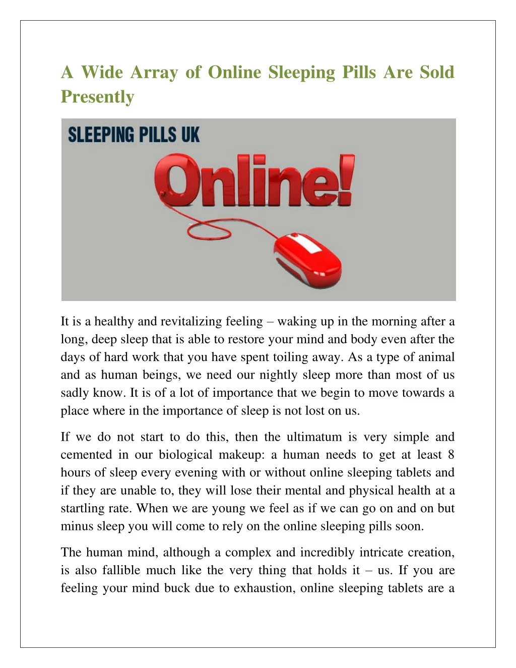 a wide array of online sleeping pills are sold