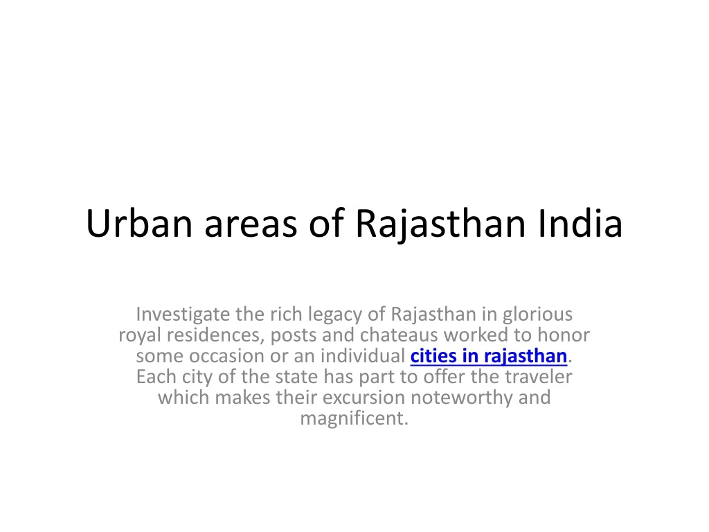 urban areas of rajasthan india
