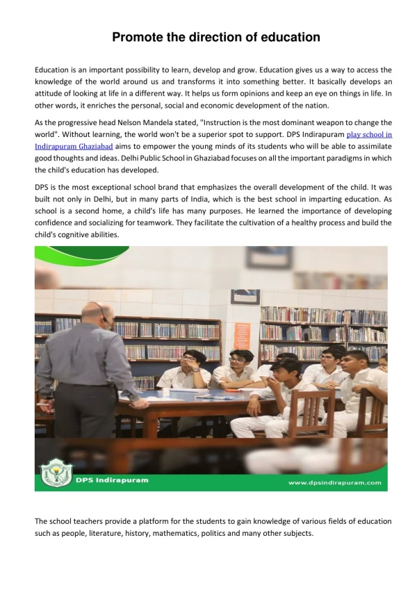 promote the direction of education