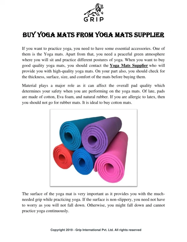 Buy Yoga Mats from Yoga Mats Supplier