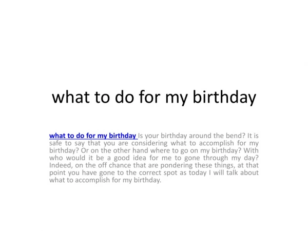 what to do for my birthday