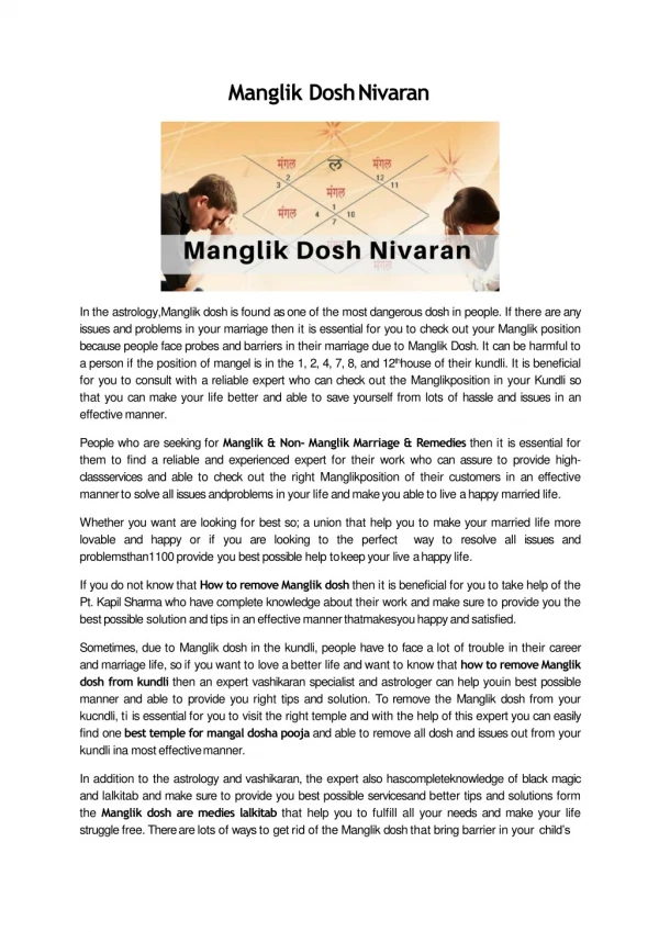 manglik dosh nivaran
