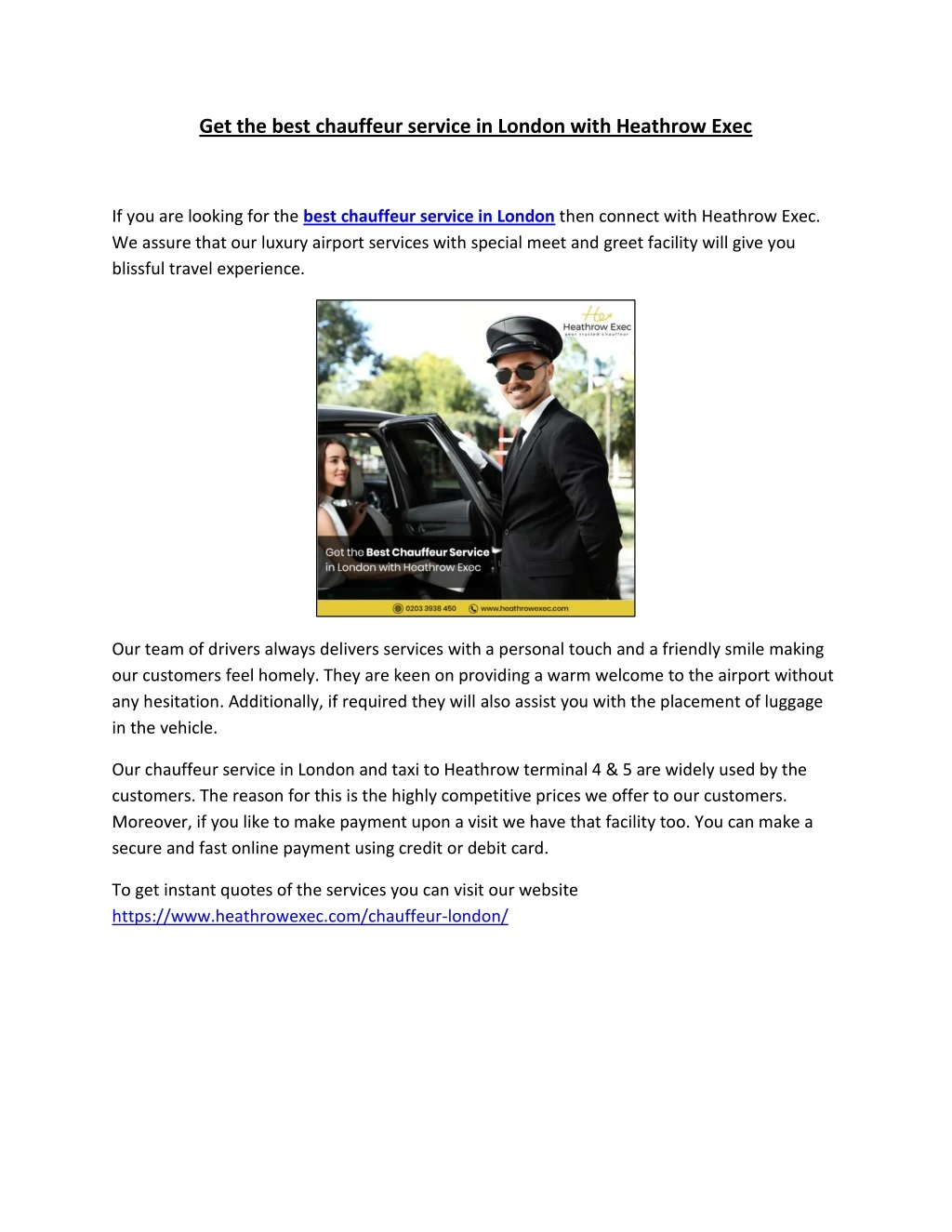 get the best chauffeur service in london with