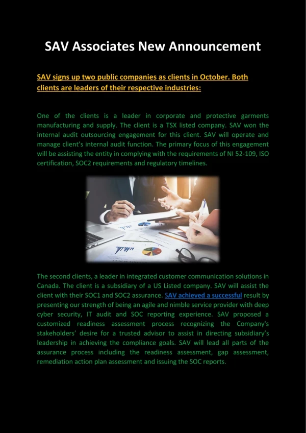 sav associates new announcement