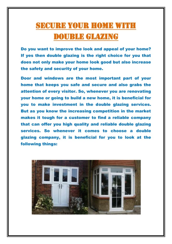 Secure your home with double glazing