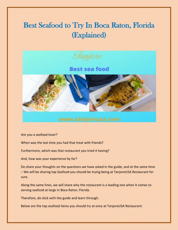 best seafood to try in boca raton florida best