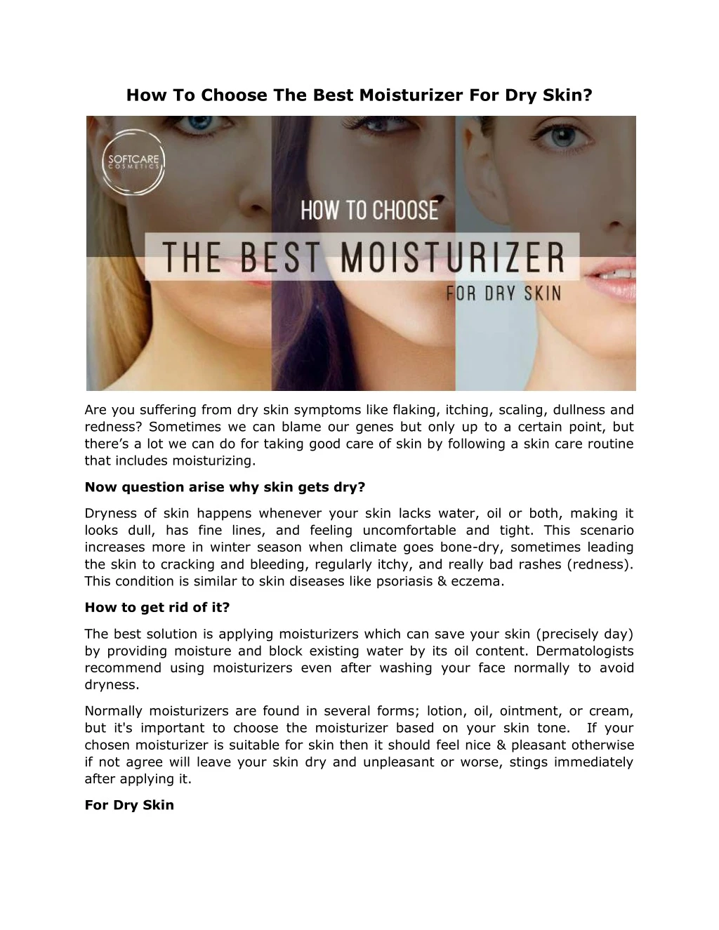 how to choose the best moisturizer for dry skin