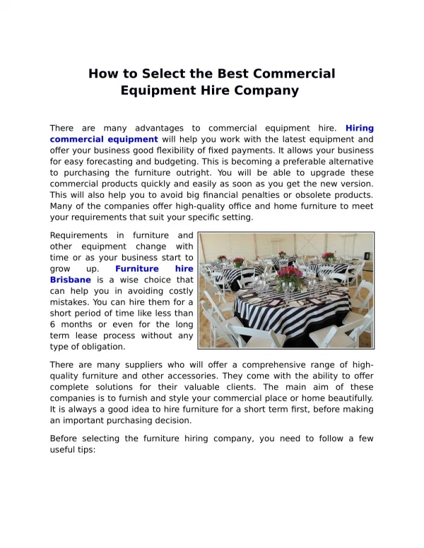 How to Select the Best Commercial Equipment Hire Company