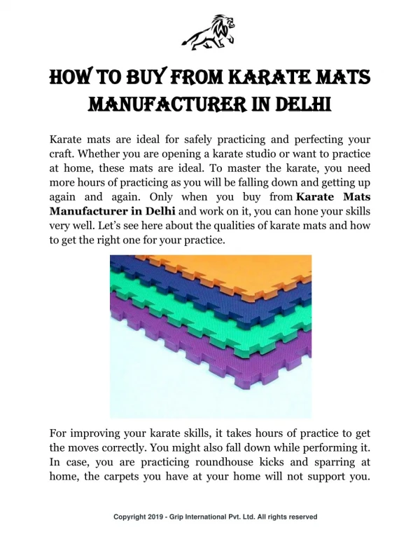 How to buy from Karate Mats Manufacturer in Delhi