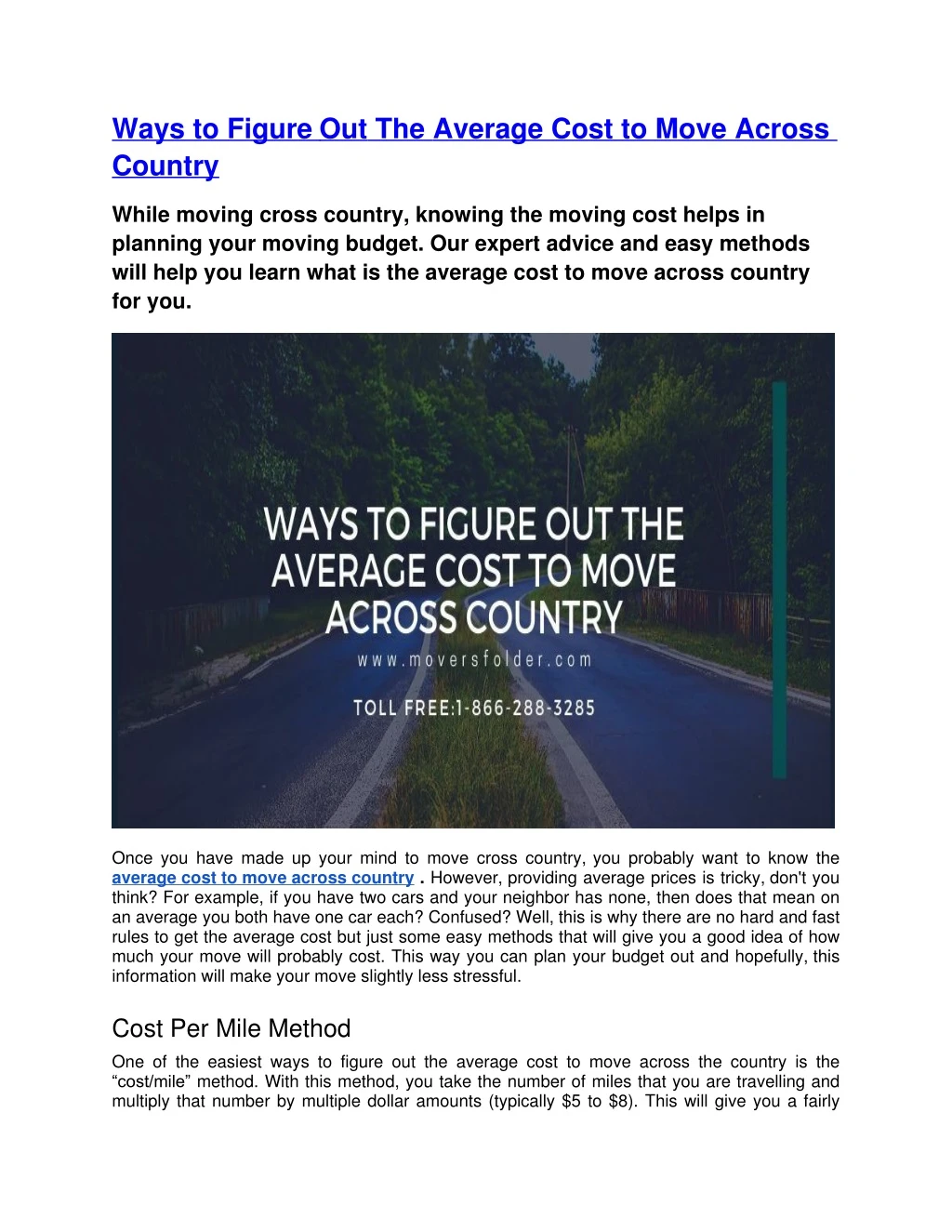 ways to figure out the average cost to move