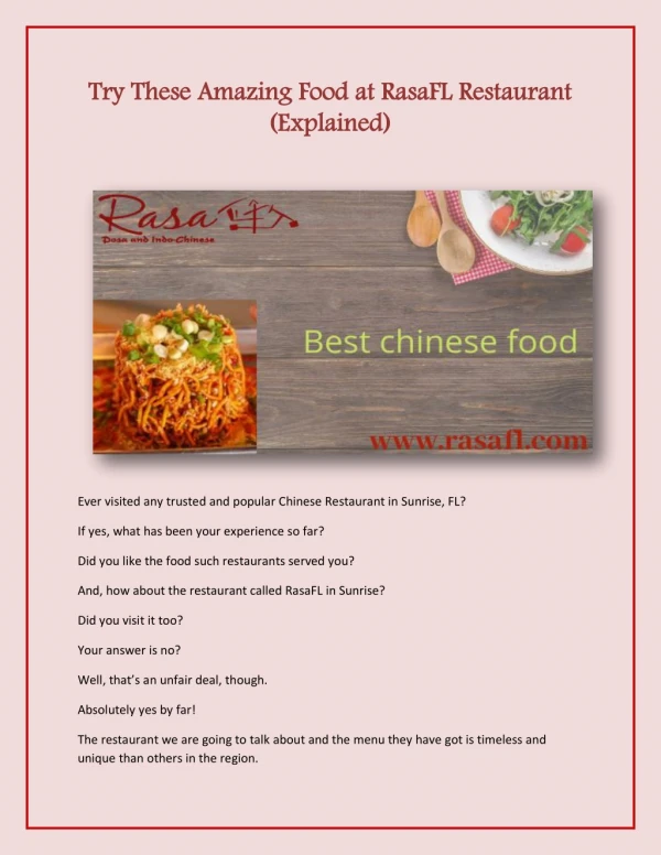 try these amazing food at rasafl restaurant