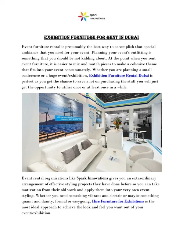 Exhibition Furniture for Rent in Dubai
