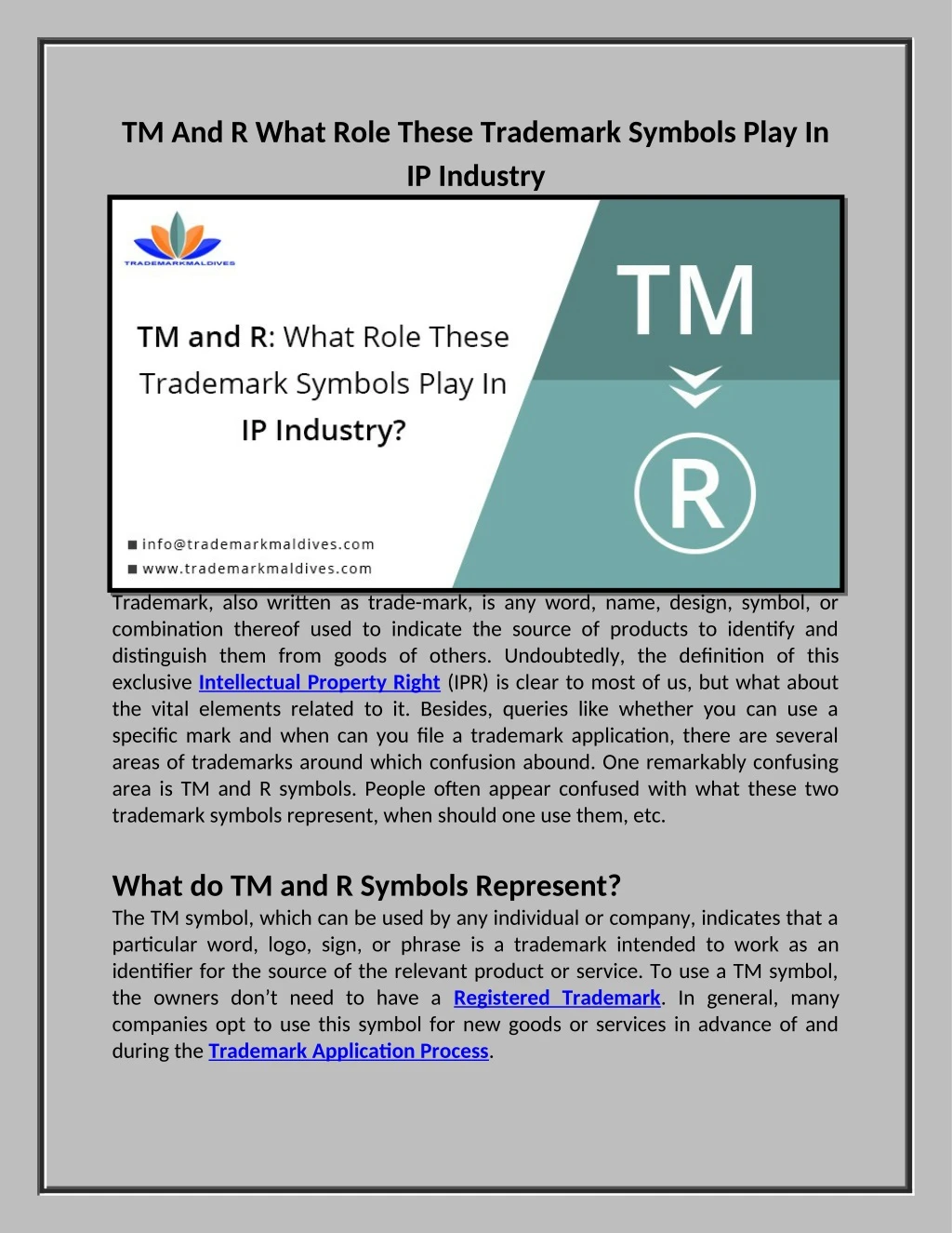 tm and r what role these trademark symbols play