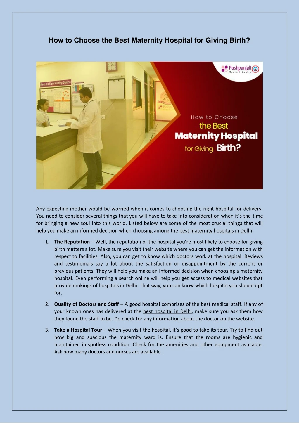 how to choose the best maternity hospital