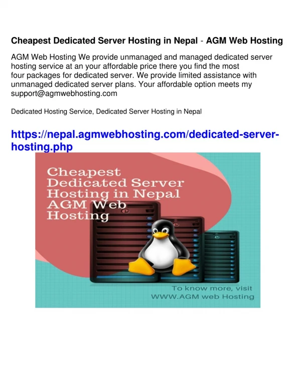 Cheapest Dedicated Server Hosting in Nepal - AGM Web Hosting