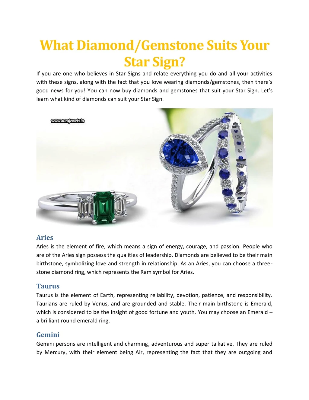 what diamond gemstone suits your star sign