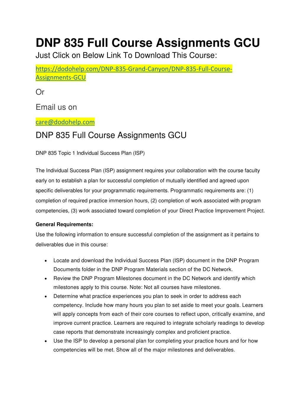 dnp 835 full course assignments gcu just click