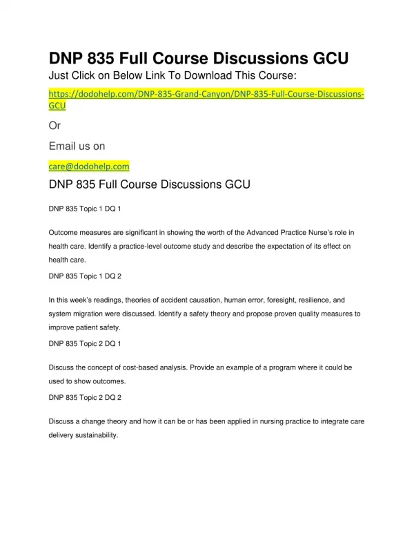 dnp 835 full course discussions gcu just click