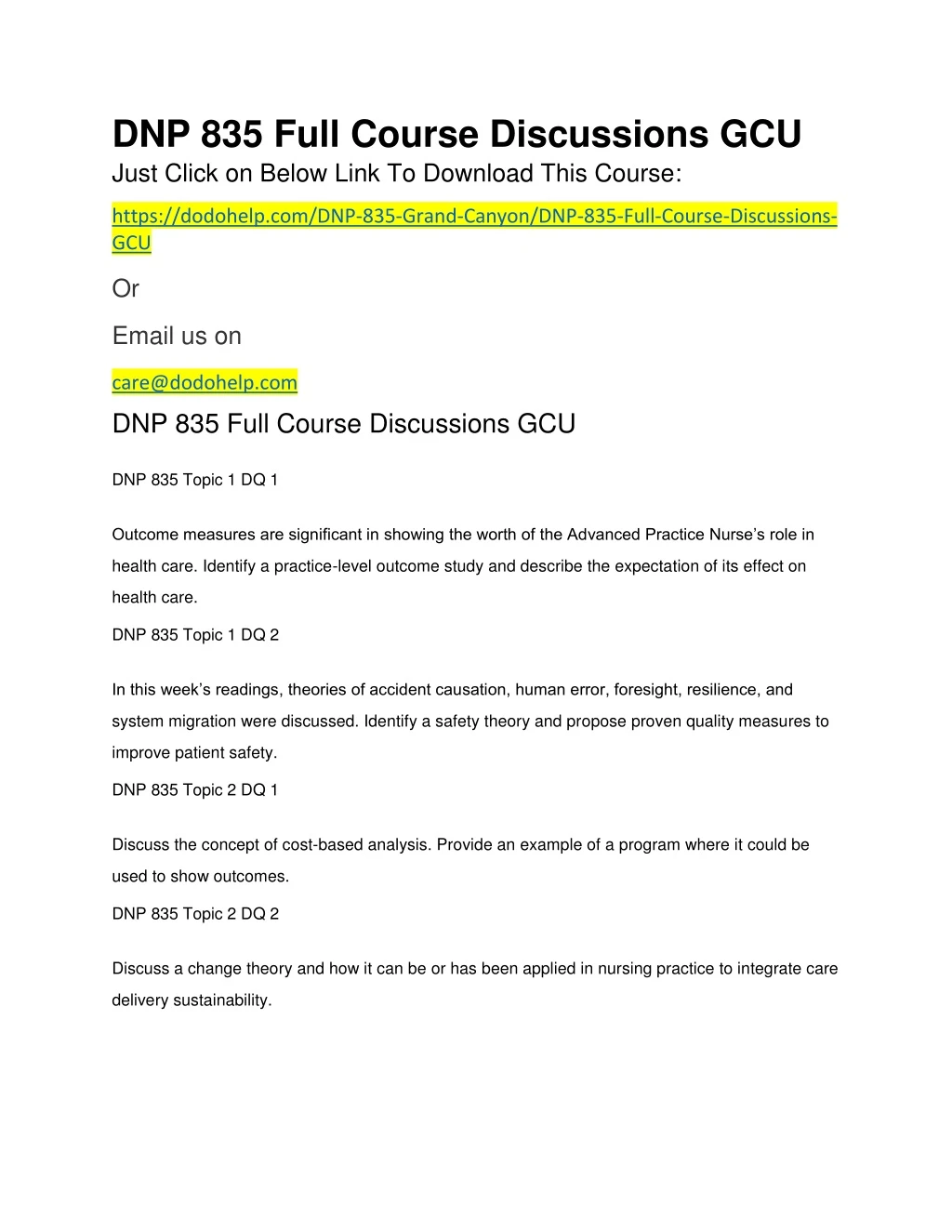 dnp 835 full course discussions gcu just click