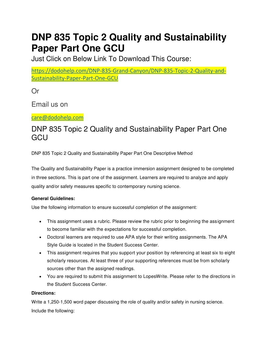 dnp 835 topic 2 quality and sustainability paper