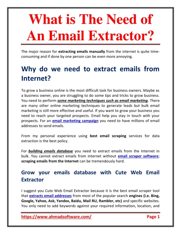what is the need of an email extractor