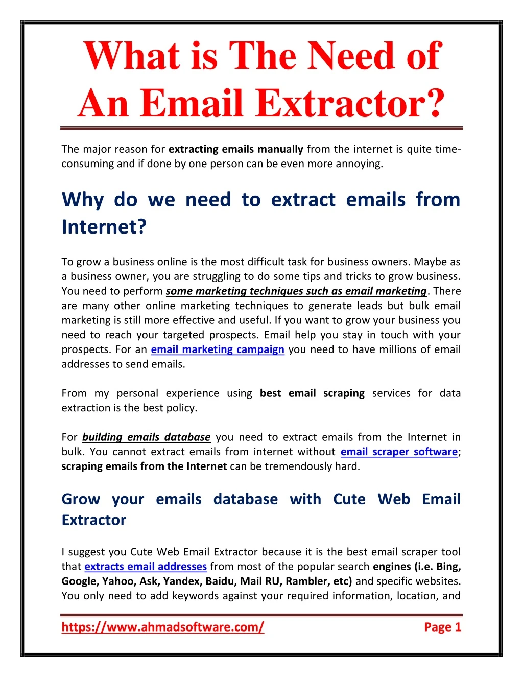 what is the need of an email extractor
