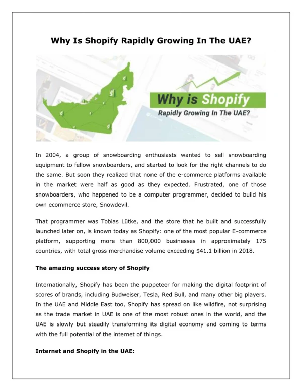 Why Is Shopify Rapidly Growing In The UAE?