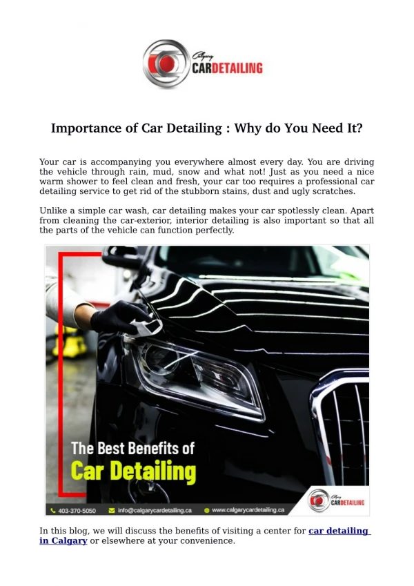 importance of car detailing why do you need it