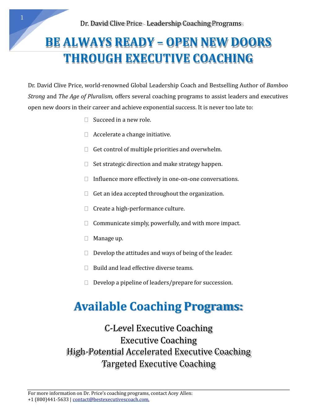 be always ready open new doors through executive coaching