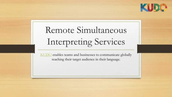 Remote Simultaneous Interpreting Services