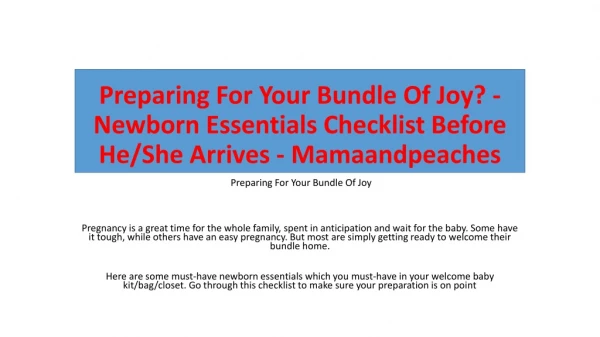 Preparing For Your Bundle Of Joy? - Newborn Essentials Checklist Before He/She Arrives - Mamaandpeaches
