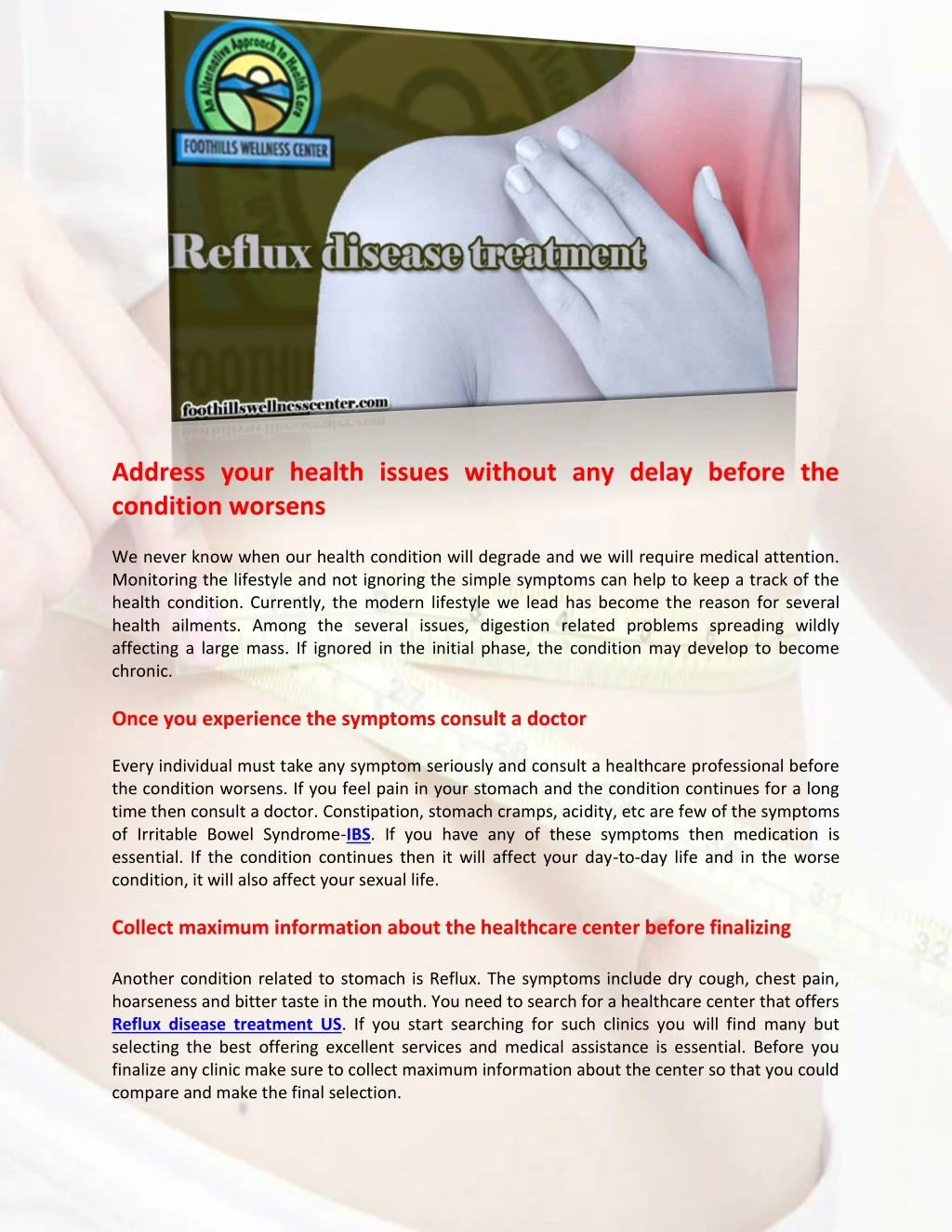 address your health issues without any delay