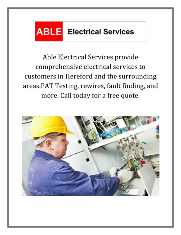 Best Electrician in Hereford - Able Electrical Services