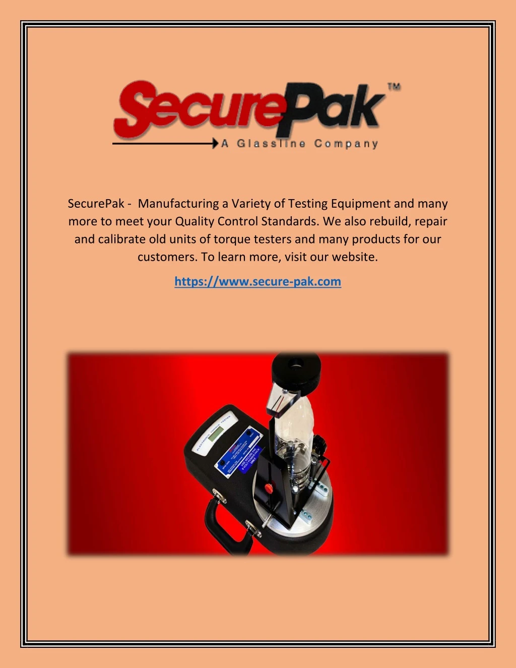 securepak manufacturing a variety of testing