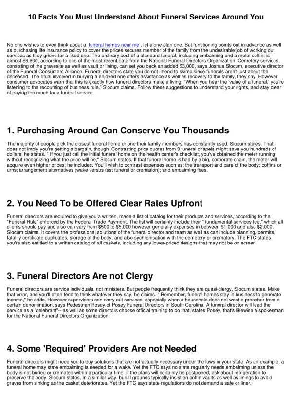 10 facts you must understand about funeral