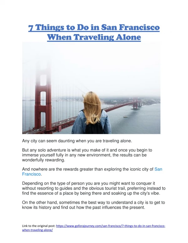 Things to do alone in san francisco