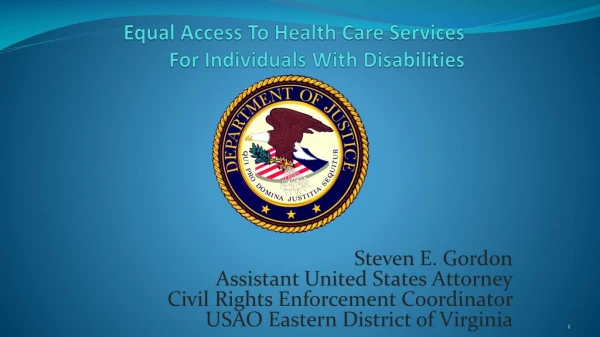 Equal Access To Health Care Services For Individuals With Disabilities