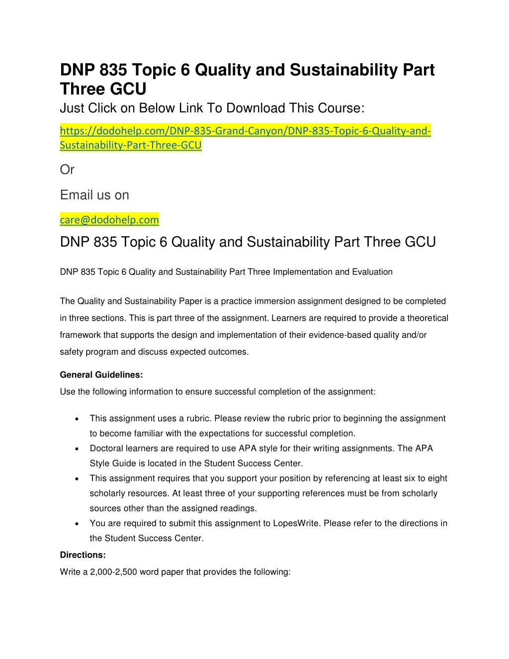 dnp 835 topic 6 quality and sustainability part