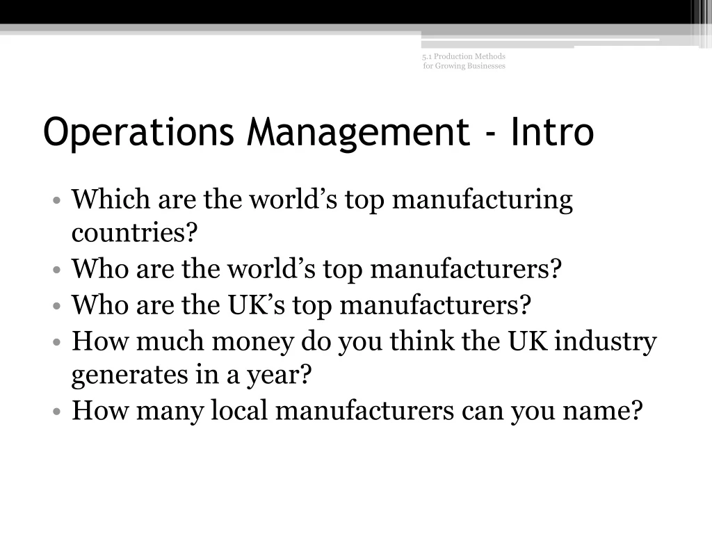 operations management intro