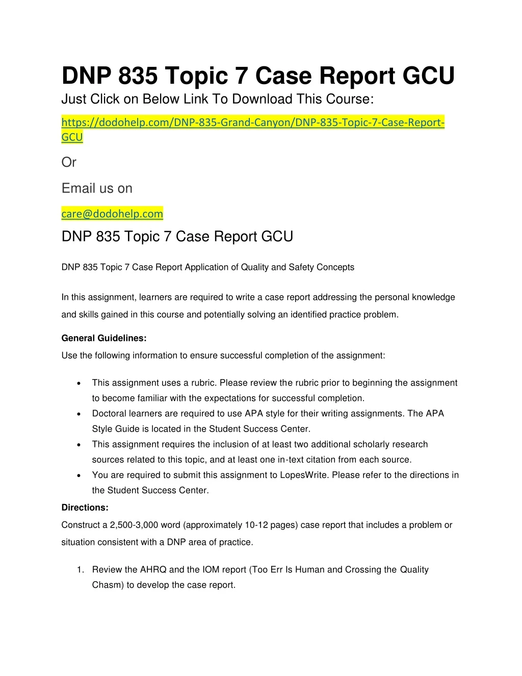 dnp 835 topic 7 case report gcu just click