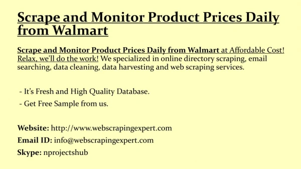 scrape and monitor product prices daily from walmart