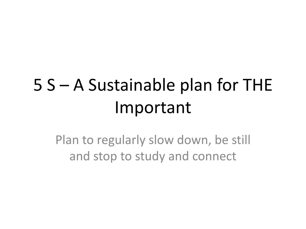 5 s a sustainable plan for the important
