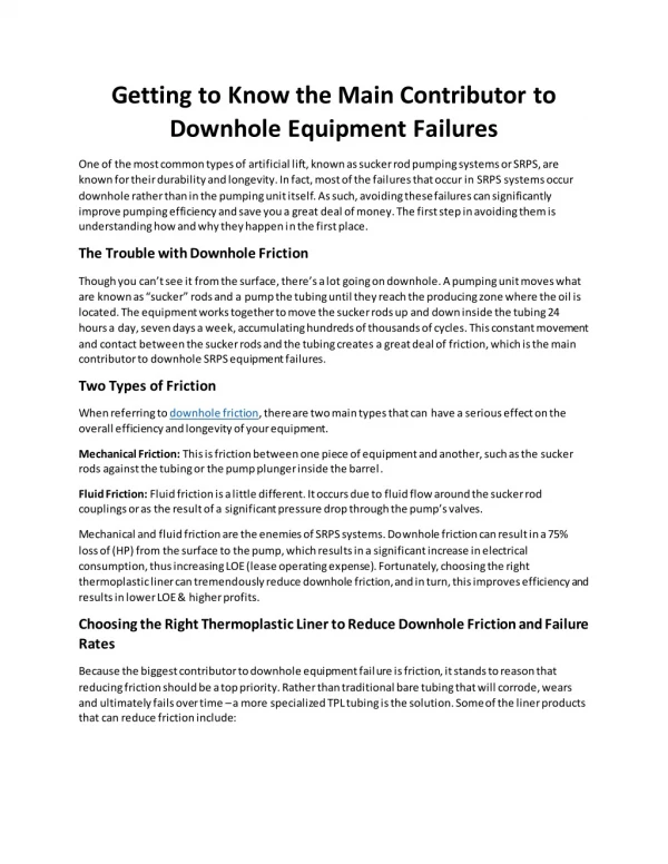 Getting to Know the Main Contributor to Downhole Equipment Failures