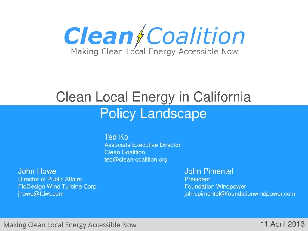clean local energy in california policy landscape